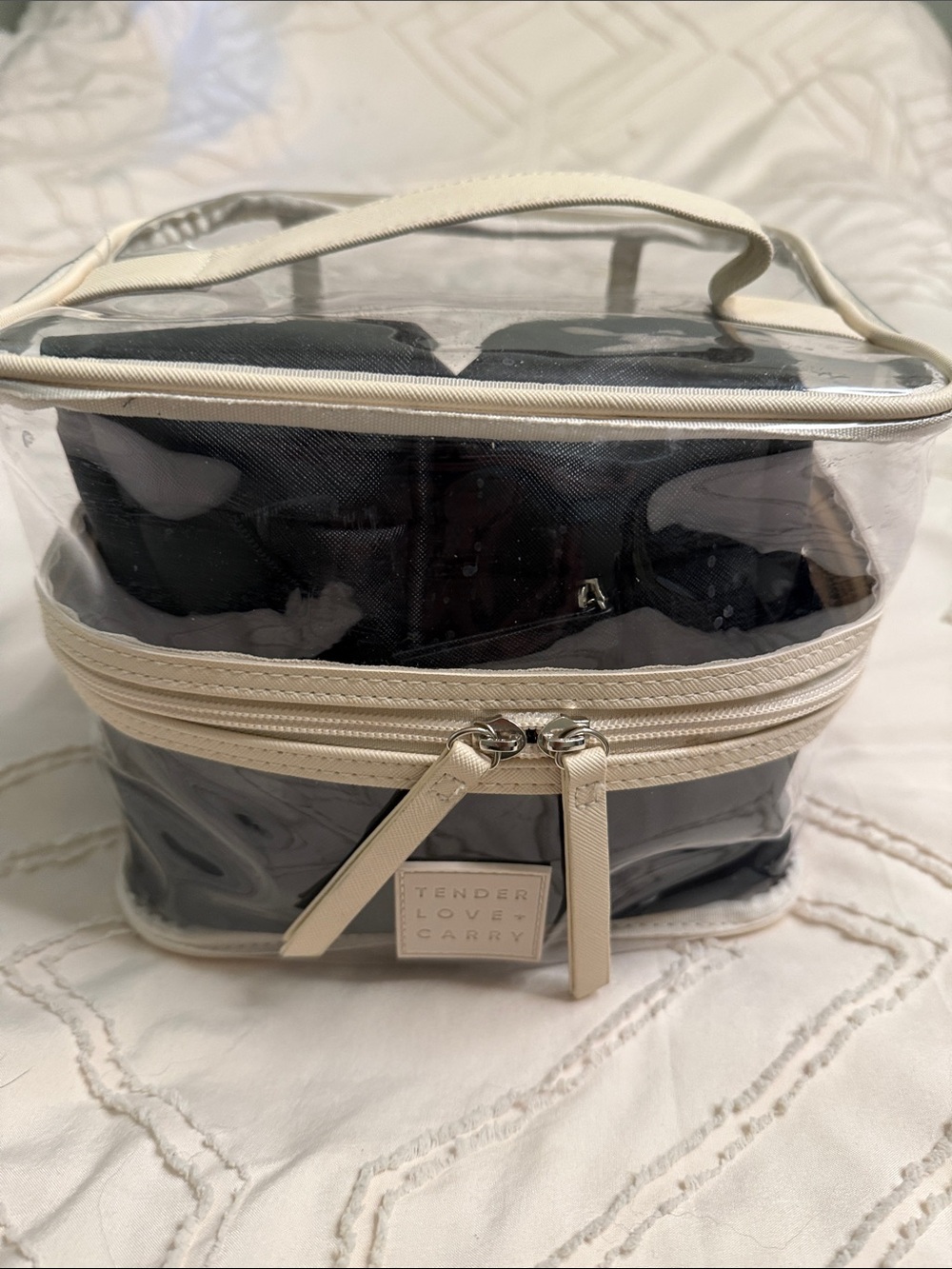 Tender Love & Carry Clear Cosmetic Case in Black and Cream